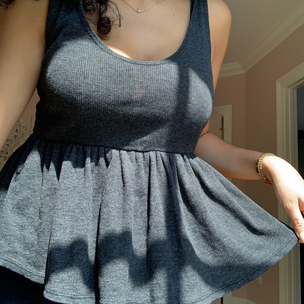 Gray Babydoll Top
